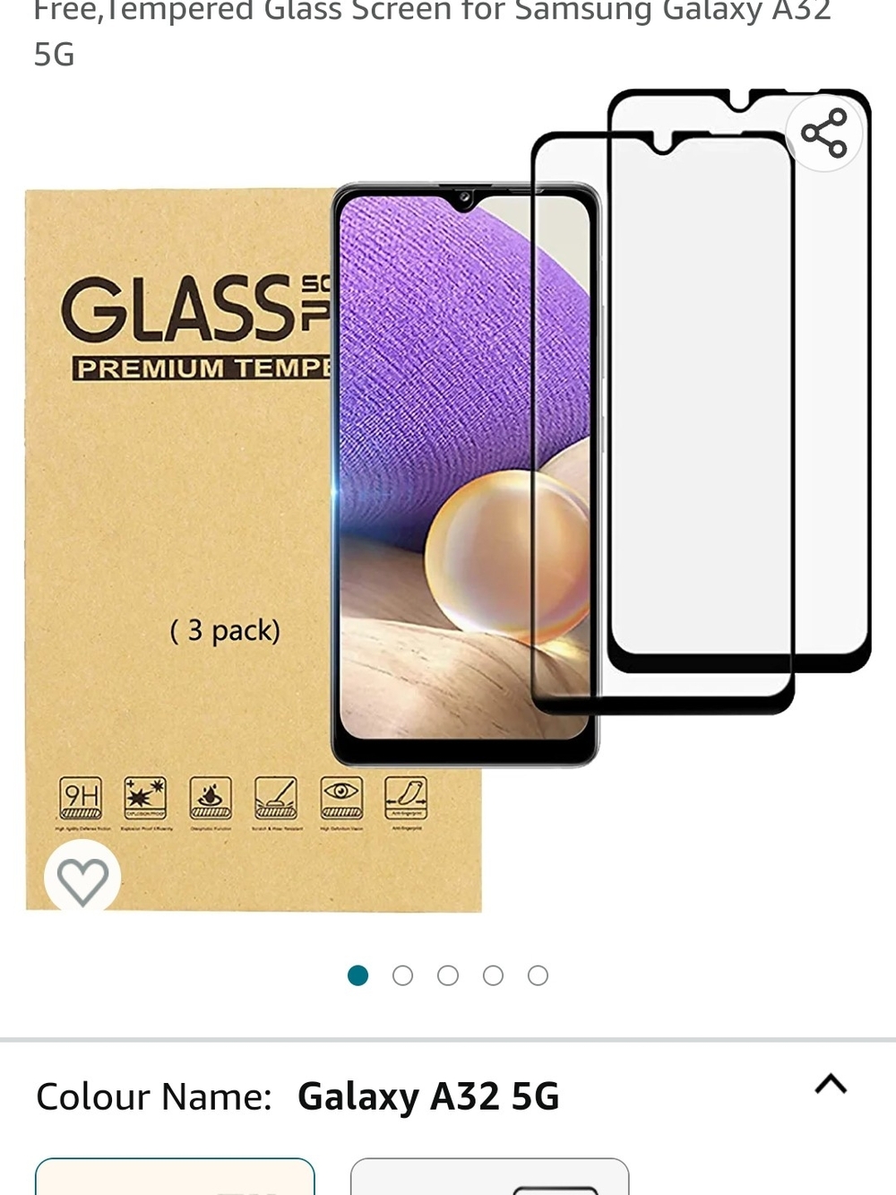 Samsung Galaxy A32 5G Tempered Glass Screen Protector - Black (3 Pack)